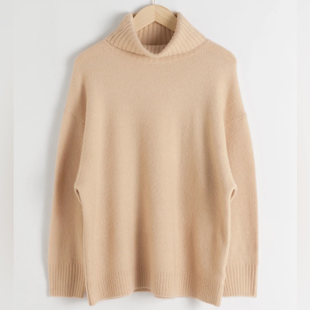 & Other Stories Cream Oversized Turtleneck Sweater